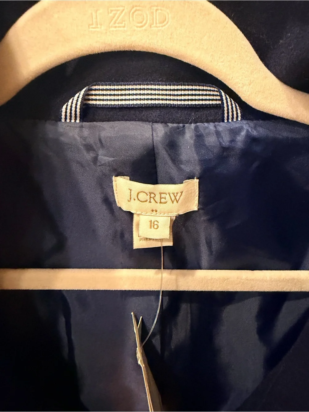 J. Crew Navy Blue Pea Coat with Stand Collar - Picture 2 of 2